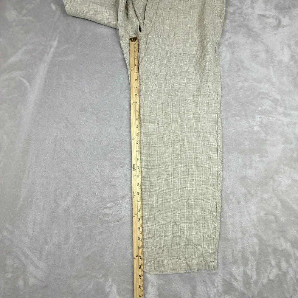 VTG J.Crew Linen Pants Men 34x30 Fit 36x28.5 Beige Tan Glen Plaid Oarsman Preppy - Picture 9 of 13